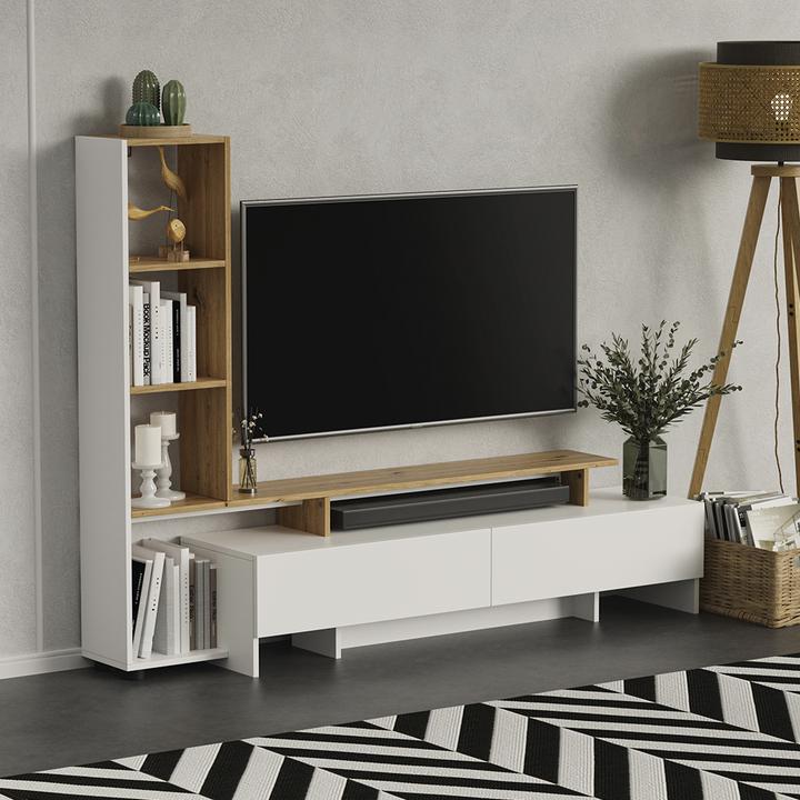 Produktbild Vichy Lowboard Tavora, Weiss/Eiche, 168.2 x 120 cm mit 2 Schubladen