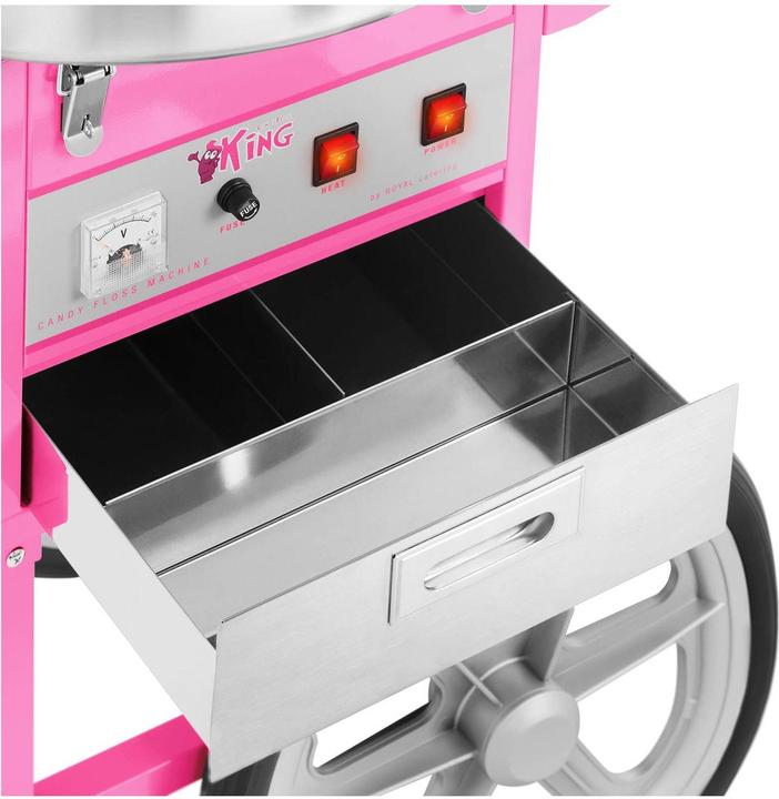 Image du produit Royal Catering Machine à barbe à papa - 72 cm - 1 200 W - Chariot et coupole de protection