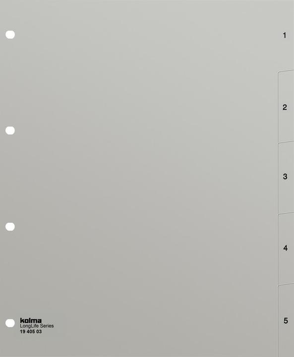 Immagine prodotto Kolma Index A4 XL superstrong 1-5 5 pezzi grigio