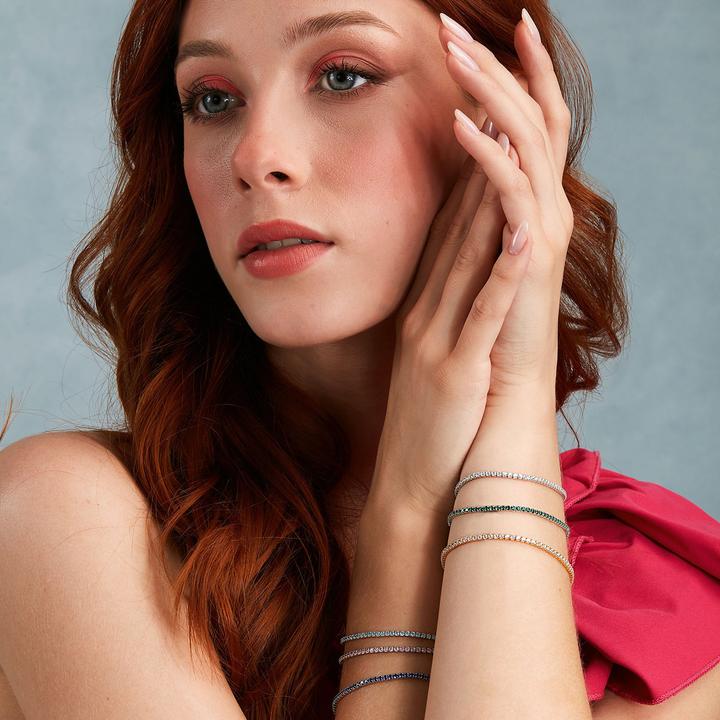 Image du produit La Petite Story Bracelet de tennis en argent avec zircons verts Argent LPS05AWV36 (16 cm, Argent 925)