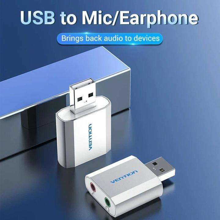 Actual product image Vention USB External Sound Card Silvery Metal Type (USB)
