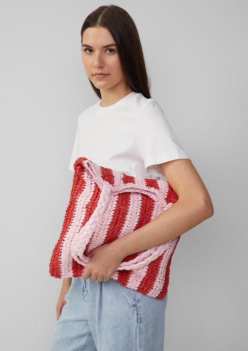 Actual product image S.Oliver Tasche Gestreifte Raffia-Tasche mit geflochtenem Henkel