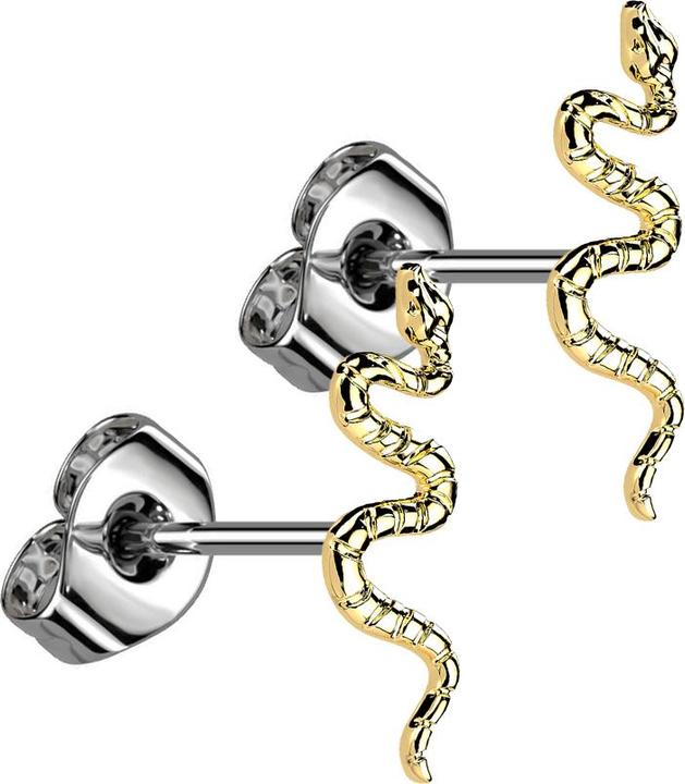 Actual product image Star Piercing Threadless stud earrings silver snake (without brass, Titanium)