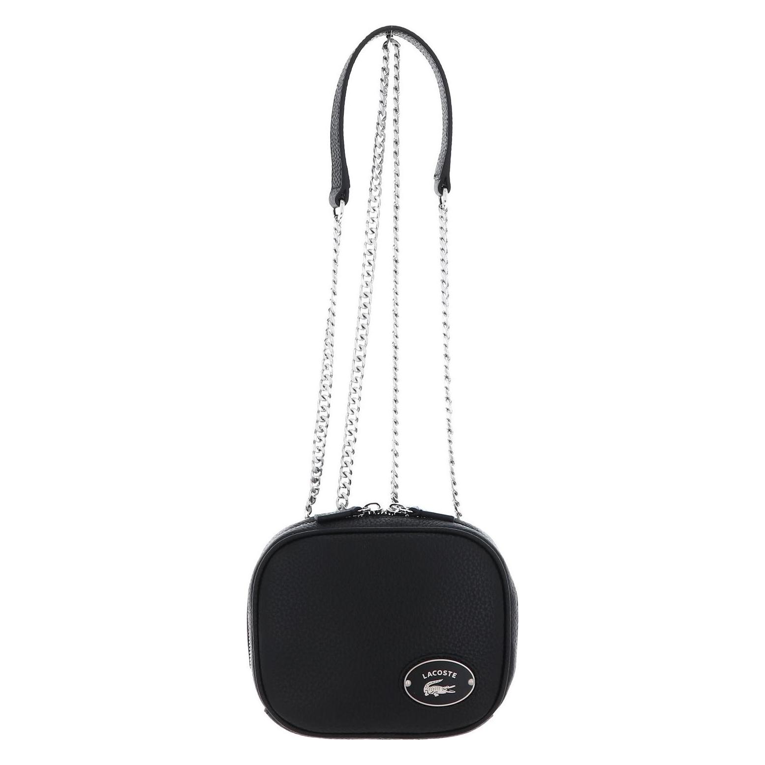Lacoste, Damen, Handtasche, Origin Croc Square Crossover Bag, Schwarz