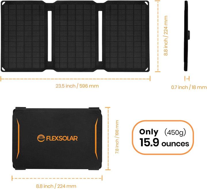 Produktbild FlexSolar Solarpanel-Ladegerät (15 W, 0.45 kg)