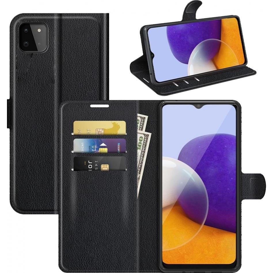 Screenguard Samsung Galaxy A22 5G Leather Guard Lederhülle (Samsung Galaxy A22 5G), Smartphone Hülle, Schwarz
