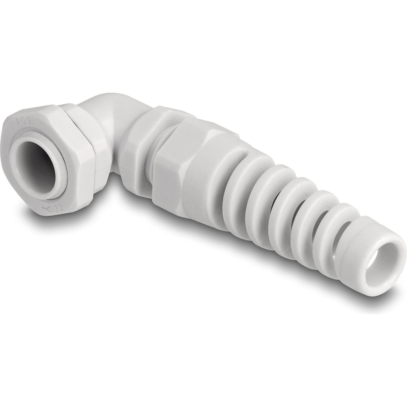 Delock Pressacavo con scarico della trazione angolato di 90° PG, Cavo + Spina elettrica, Grigio