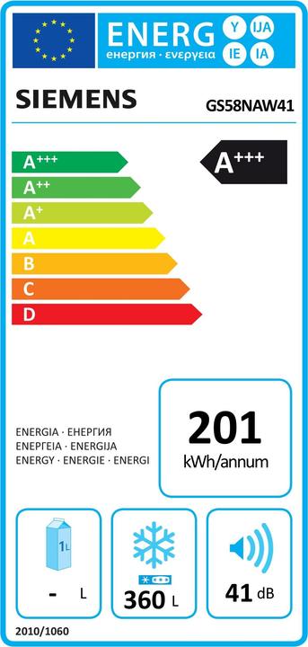 Energie-Label Siemens Gs58naw41 (Freistehend, 360 l)