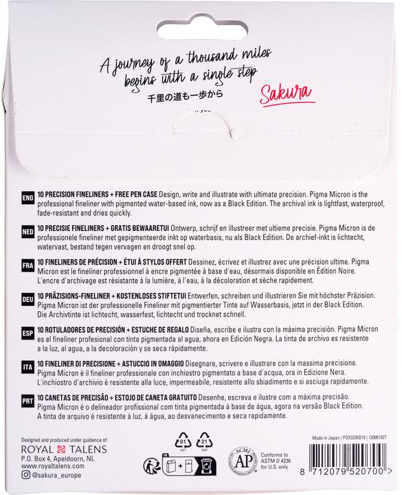 Produktbild Sakura Fineliner Set (Schwarz, 10x)