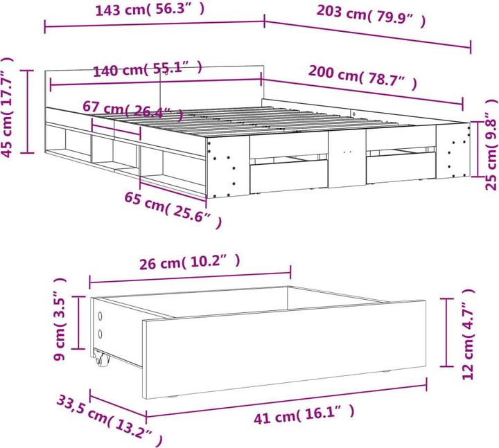 Image du produit vidaXL Bettgestell (140 x 200 cm)
