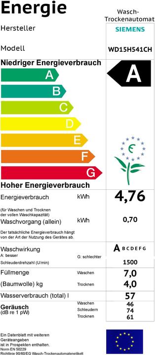 Energie-Label Siemens Wd15h541ch