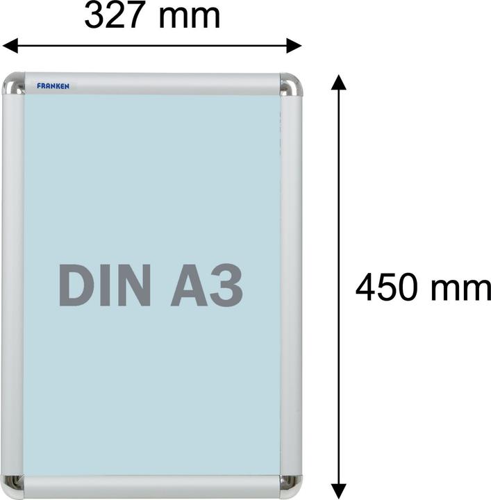 Produktbild Franken Plakatrahmen DIN A3, 25 mm Rahmenprofil silbereloxierter Aluminium-Klapprahmen, Kunststoffecken (A3)