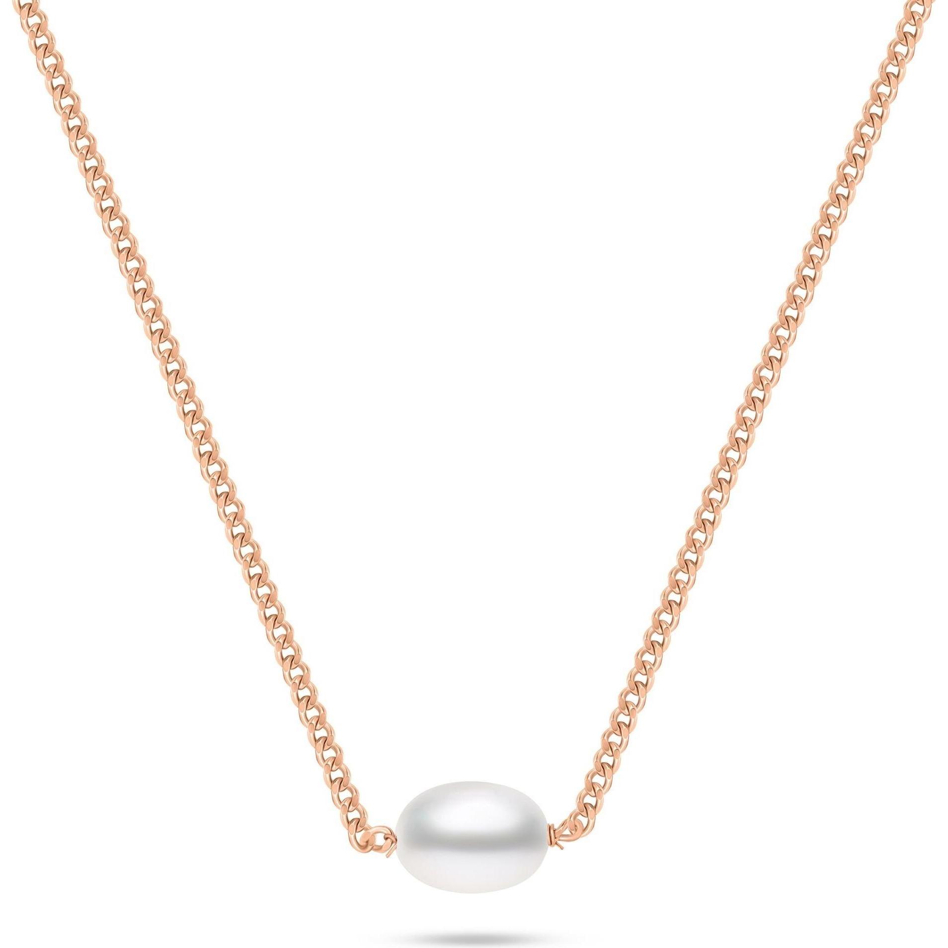 Brilio, Collana, Silver - Gold-plated womenÂ's necklace with real pearl NCL211R