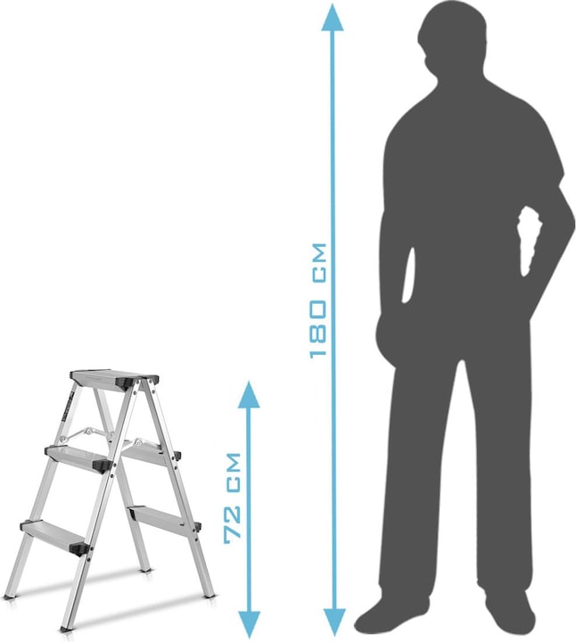 Actual product image Stahlwerk ALT-150 ST aluminum stepladder up to 150 kg, 3 steps, standing height 72 cm (Stile)