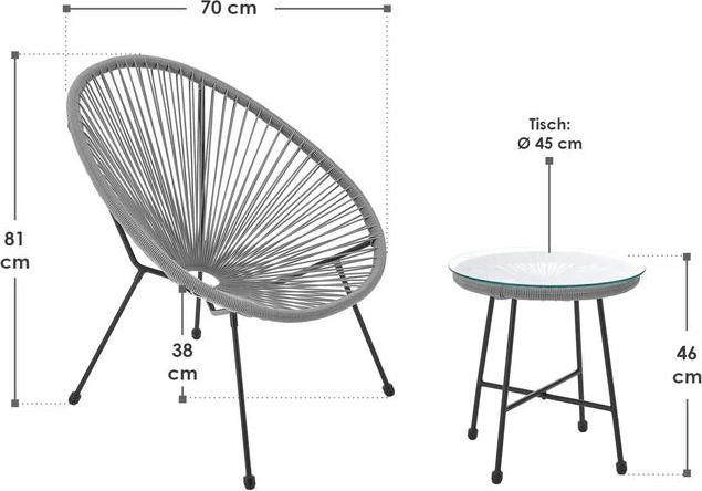 Actual product image Juskys Ostana balcony furniture set in retro design (45 cm)
