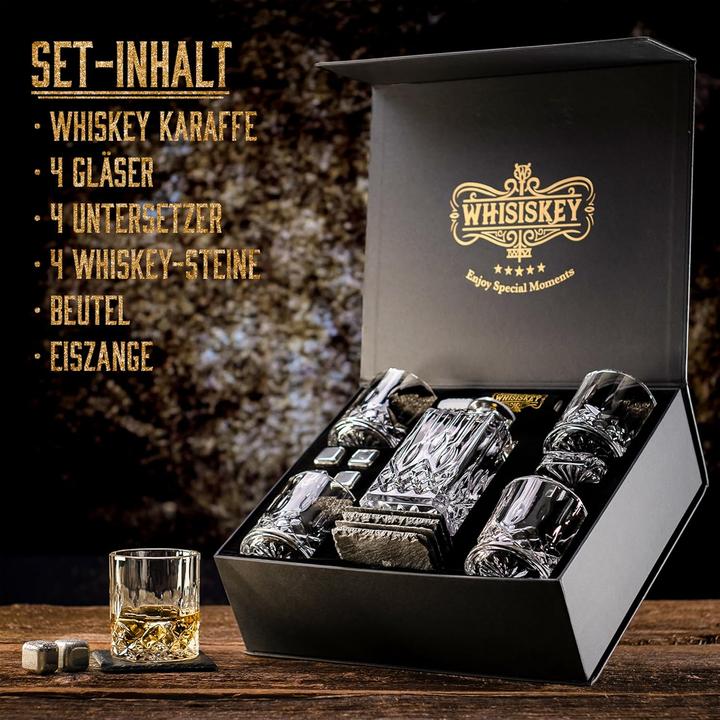 Immagine prodotto Whisiskey Whiskey Karaffe Geschenkset mit Gläser & Steinen (0.70 l)