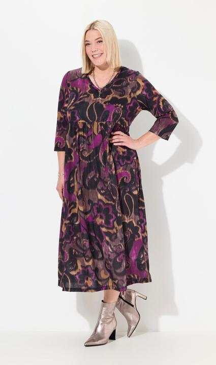 Produktbild Ulla Popken Jersey-Maxikleid, A-Linie, CottonTouch, Alloverdruck (54)