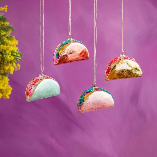 Produktbild GlitterVille Taco Weihnachtskugel (4 -teilig)