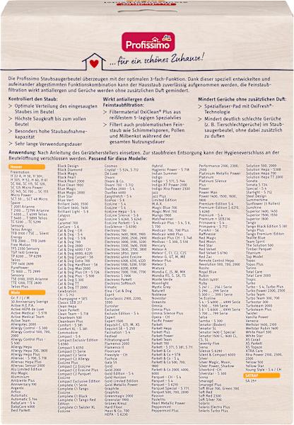 Nährwerte und Zutaten dm Profissimo Staubsaugerbeutel PR 10 (4x)