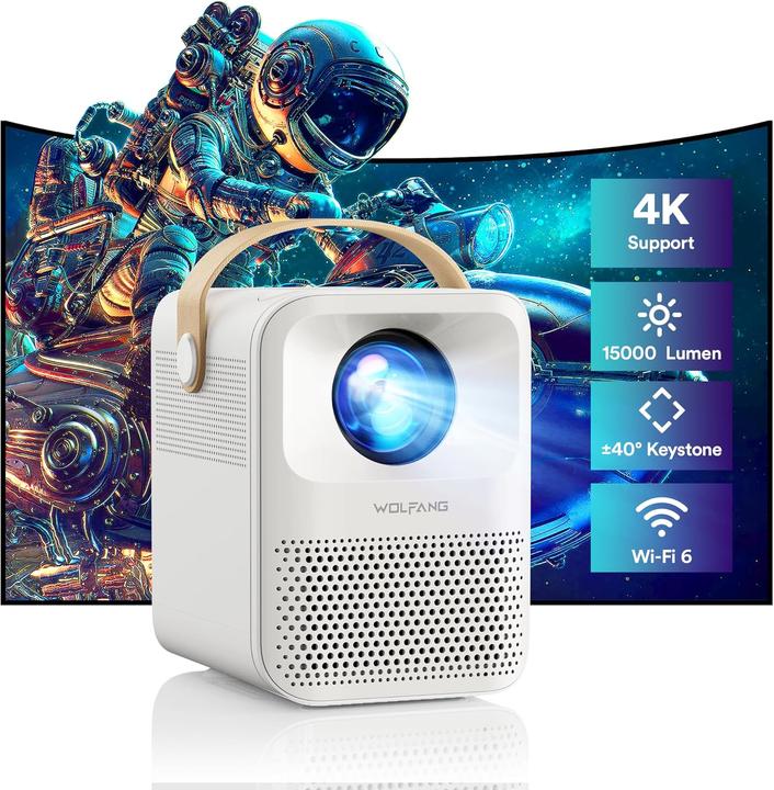 Productafbeelding Wolfang Mini Beamer 4K mit 5G WiFi & Bluetooth (15000 lm)