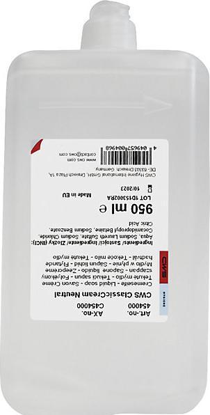 Actual product image CWS Liquid soap, sealed, pack of 12 bottles, 1 l each, neutral, clear. (1000 ml)