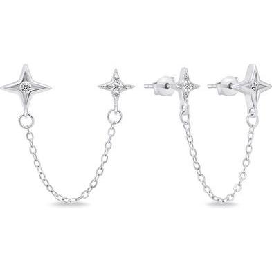 Brilio, Ohrringe, Silver - Stylish silver earrings with a chain EA717W
