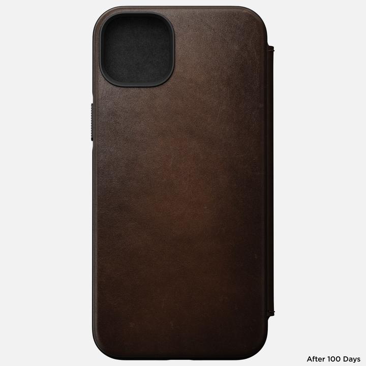 Actual product image Nomad Book Cover Modern Leather Folio iPhone 14 Plus Brown (Apple iPhone 14 Pro Max)