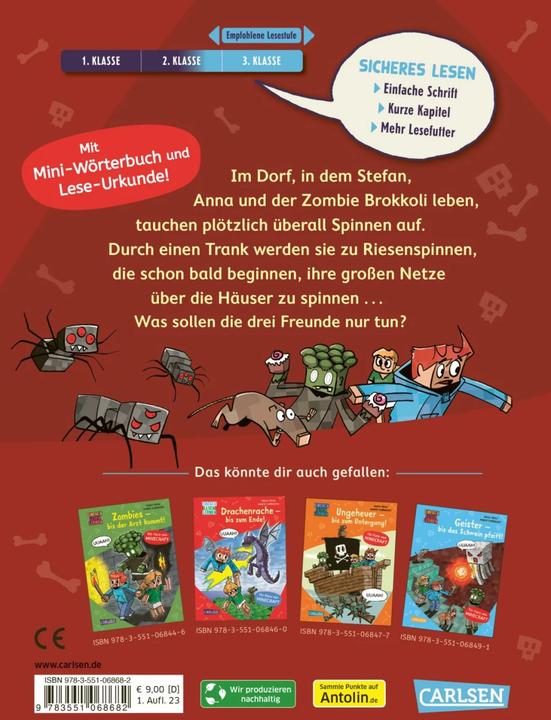 Actual product image Lesenlernen mit Spass – Minecraft 8: Spinnen – bis die Netze beben! (German, Heiko Wolz, André Sedlaczek, 2023)