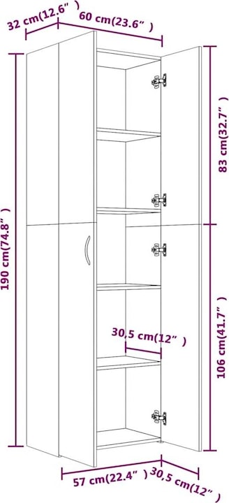 Actual product image VidaXL Cadeo (60 x 32 x 190 cm)
