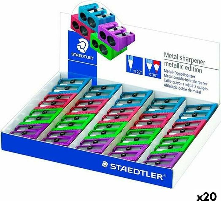 Image du produit Staedtler Taille-crayon double métallique, en métal, présentoir de 20 pour crayons de taille normale jusqu'à