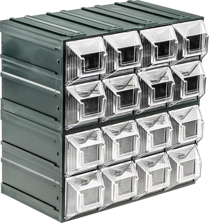 Produktbild RS PRO Kunststoff Schubladenmagazin Transparent, 16 Einschübe, 208mm x 208mm x 132mm (8 Teile)