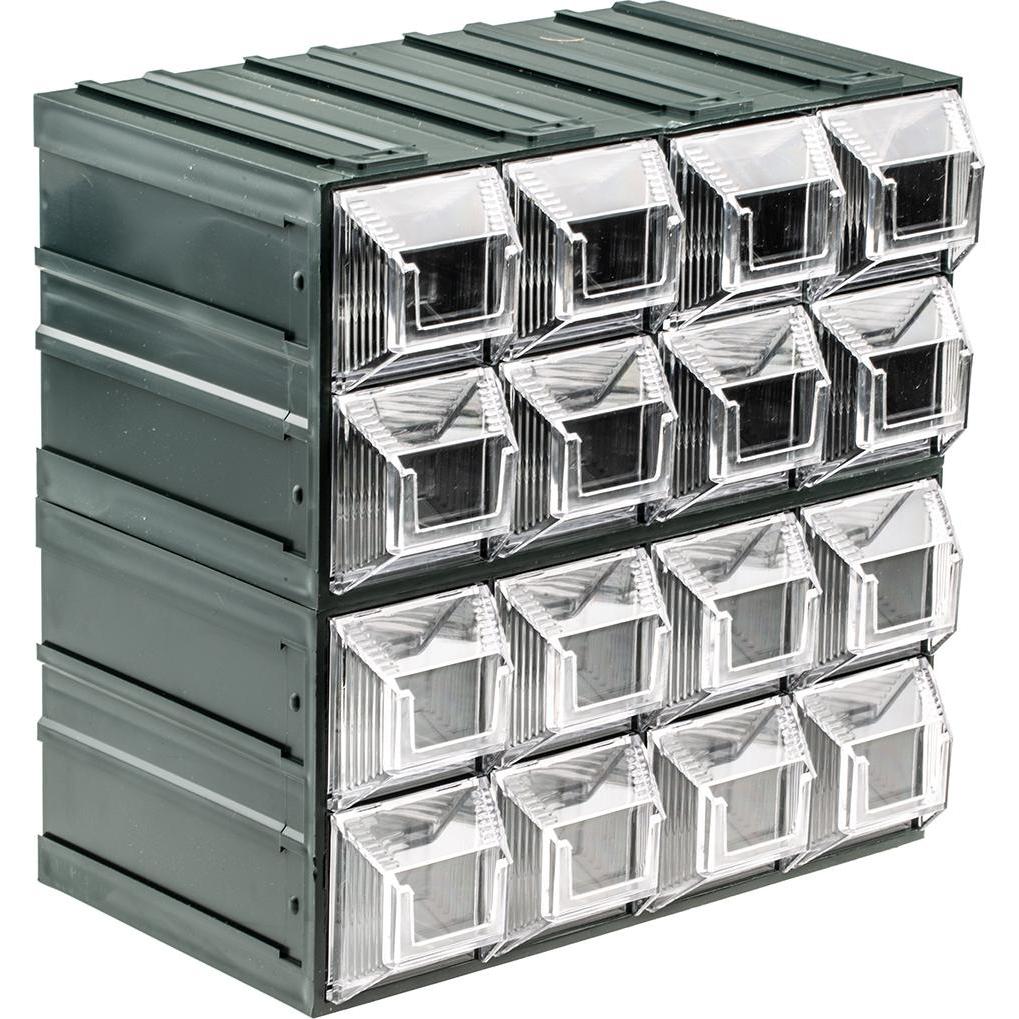 Thumbnail - Rs Pro, Werkzeugkoffer, Kunststoff Schubladenmagazin Transparent, 16 Einschübe, 208mm x 208mm x 132mm (8 Teile)
