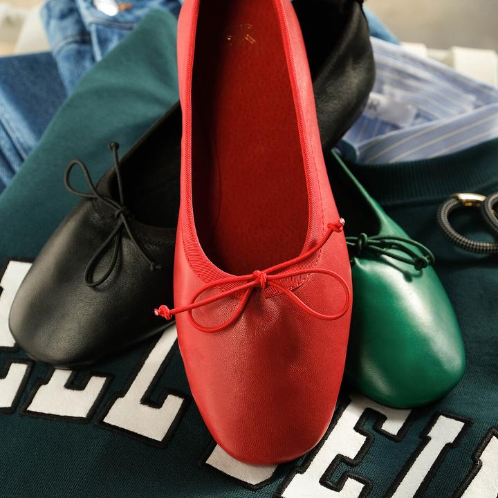 Image du produit La Redoute Collections Ballerines en cuir avec noeud (38)
