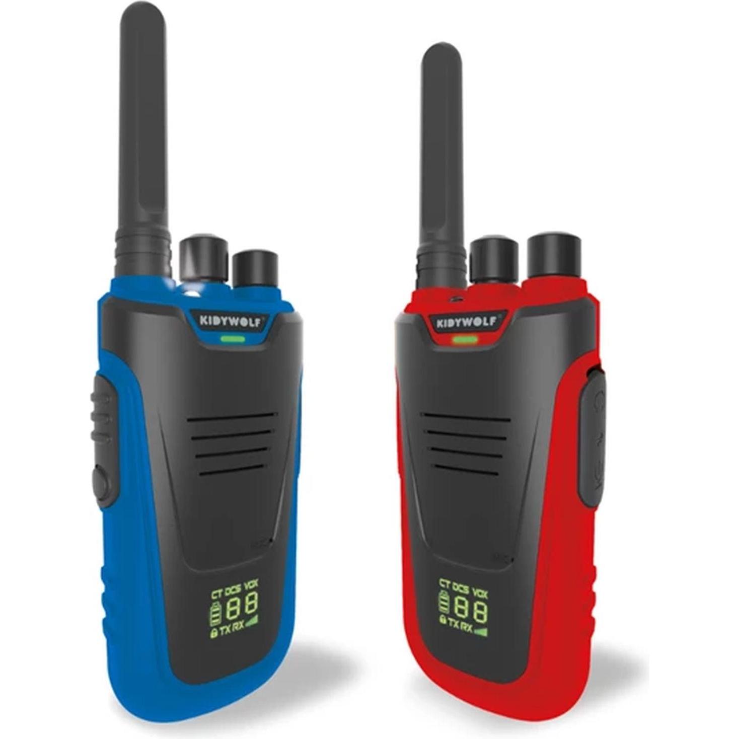 Kidywolf Walkie-talkie con torcia blu/rosso (6 km), Walkie-talkie, Nero, Blu, Rosso