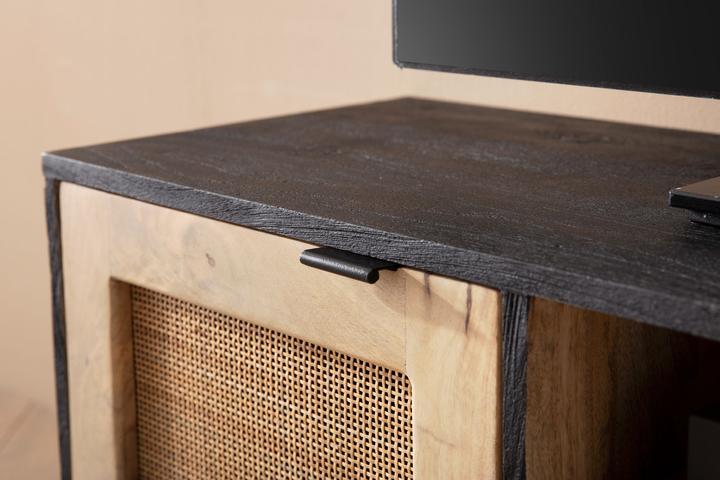 Actual product image FineBuy Lowboard FB98189 solid wood black (120 x 35 x 44 cm)