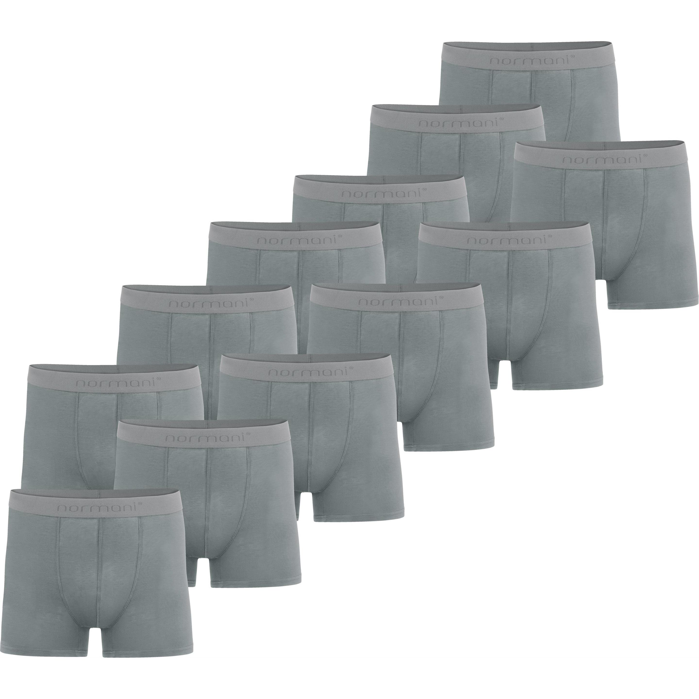 Normani, Herren, Unterhosen, 12 Herren Bambus-Boxershorts - 8883, Grau, (L, 12er Pack)