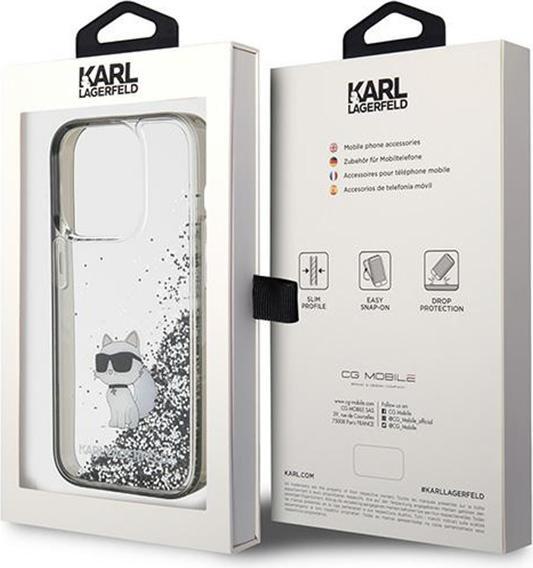 Immagine prodotto Karl Lagerfeld KLHCP15XLKCNSK Custodia rigida trasparente per iPhone 15 Pro Max 6,7" Liquid Glitter Choupette (Apple iPhone 15 Pro Max)