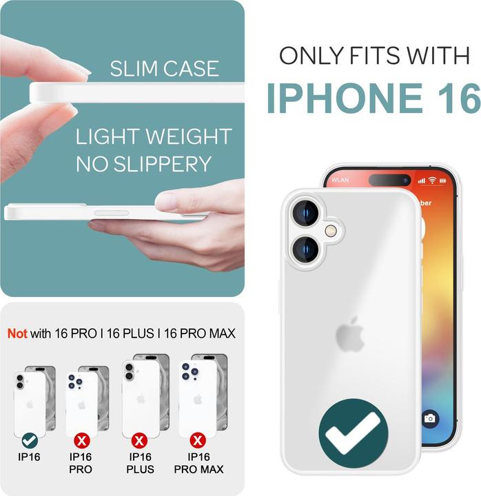 Produktbild Nalia Matte Hybrid Hülle Semi-Transparent (Apple iPhone 16)