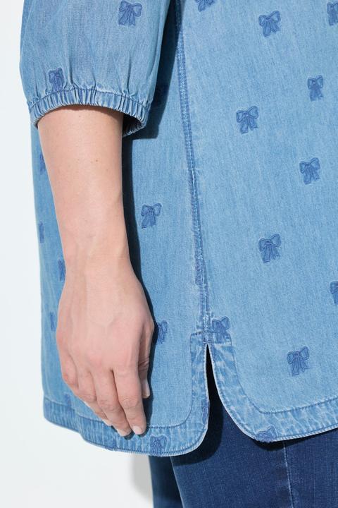 Immagine prodotto Ulla Popken Blusa con fiocchi ricamati, collo da camicia e maniche a 3/4 (46, 48)