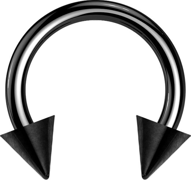 Actual product image Star Piercing Circular barbell black with two cones (Surgical steel 316L, without brass)