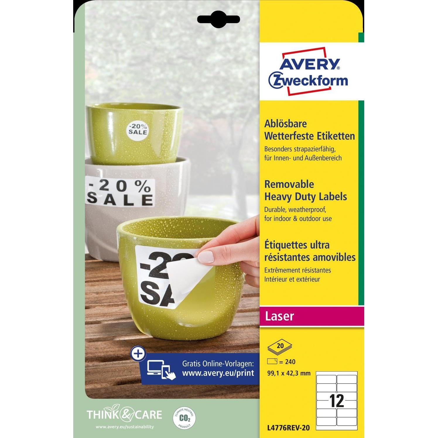 Avery, Etiketten, Wetterfeste Etiketten, ablösbar