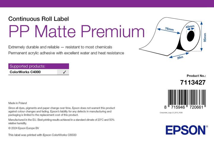 Actual product image Epson Pp Matte Label Prem Continuous (7.60 cm)
