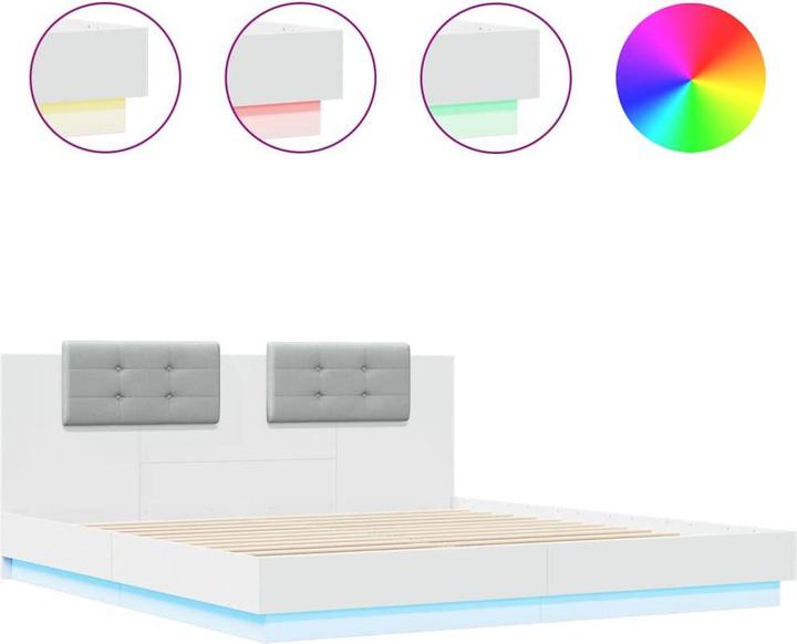 Produktbild vidaXL Bettgestell mit Kopfteil und LED-Leuchten (200 x 200 cm)