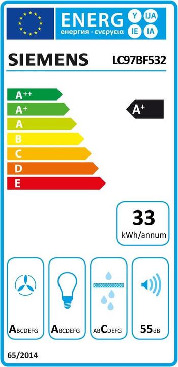 Label énergétique Siemens Lc97bf532 (Hotte murale)
