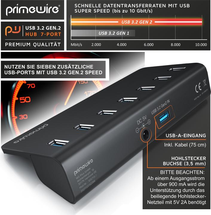 Immagine prodotto Primewire Hub attivo (USB-A, 7 porte)