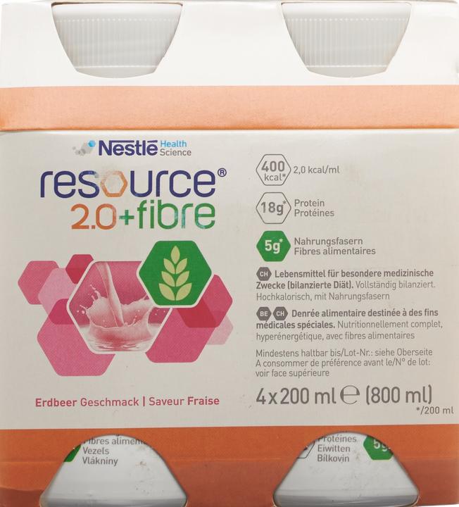 Actual product image Resource 2.0+Fibre Drink Strawberry (Strawberry, 4 x)