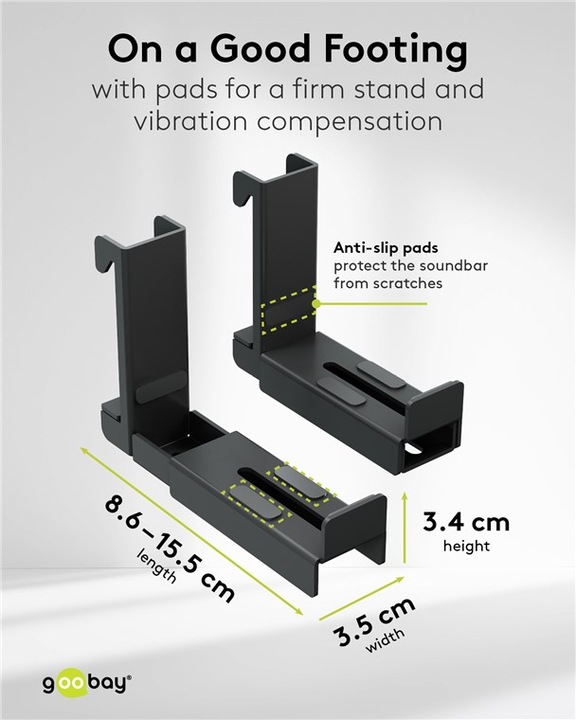 Actual product image Goobay Soundbar mount for TV sets (1 pcs., Wall installation, Height-adjustable)