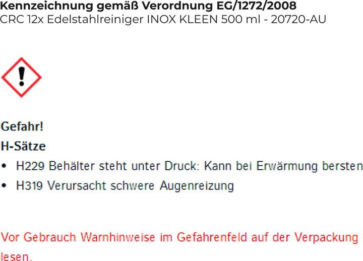 Immagine prodotto CRC Detergente per acciaio inox (500 ml)