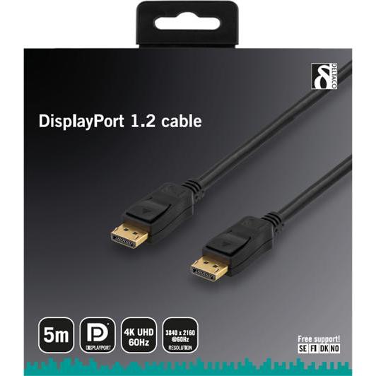 Thumbnail - Deltaco DP-4050 DisplayPort cable Black (5 m, DisplayPort), Video Kabel