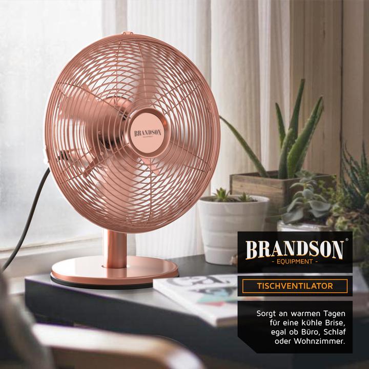 Actual product image Brandson Tischventilator Retro Design, Oszillation, Neigbar, Metallgehäuse, Lüfter 30W, 28 cm Ø, 3 Stufen (50 dB)